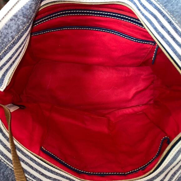 Dooney & Bourke Waverly Shopper Tote Striped Zippered Navy Red Handbag Purse - Picture 13 of 15